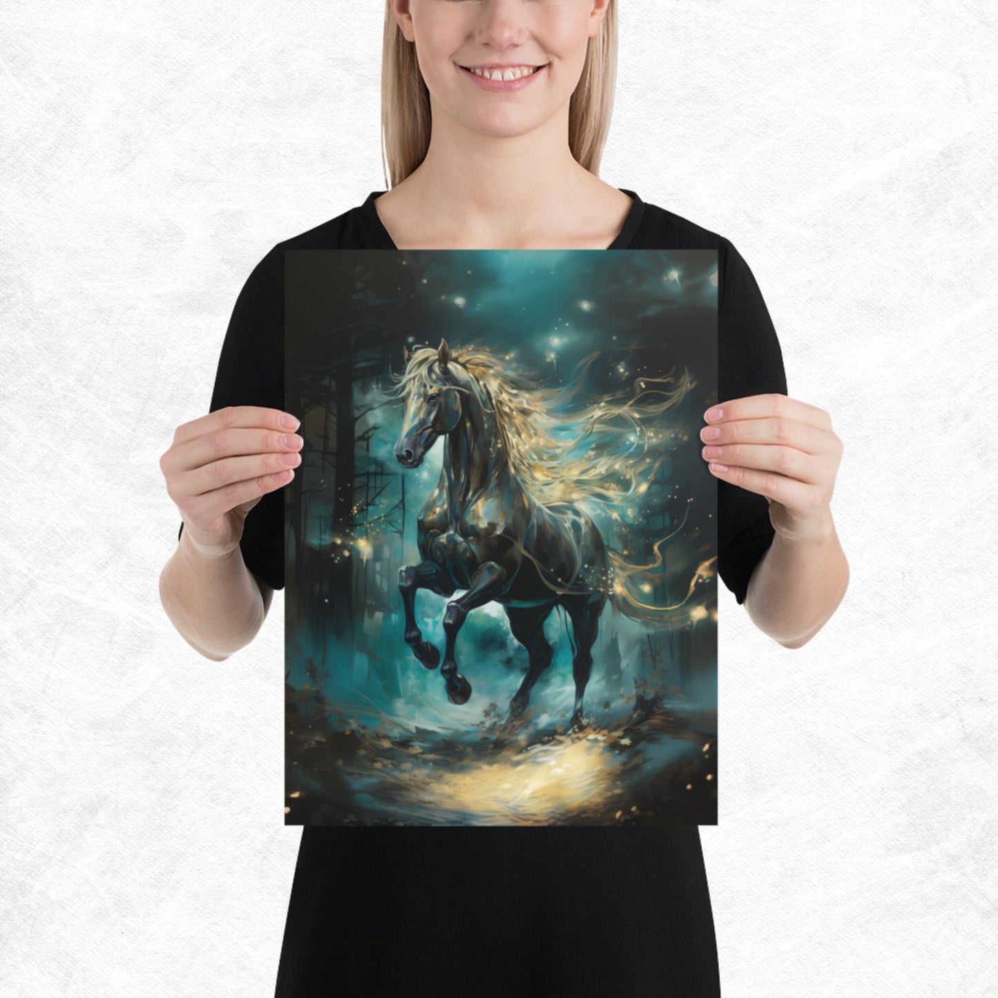 Dark Turquoise Horse Paper Poster