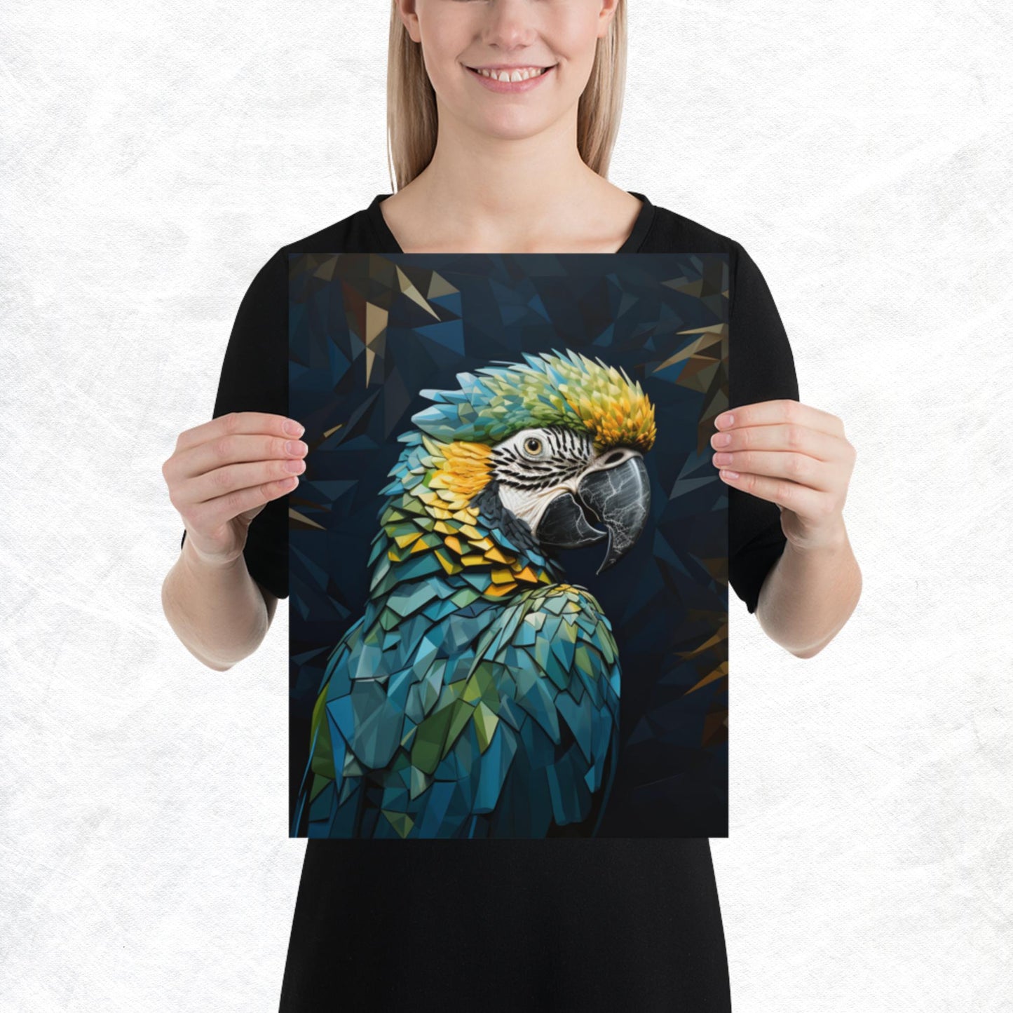 Blue Gold Parrot Paper Poster