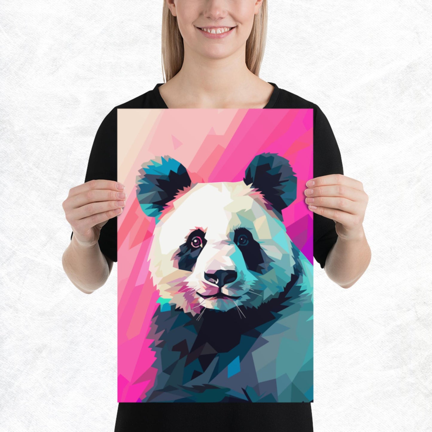 Green and Pink Panda Paper Poster