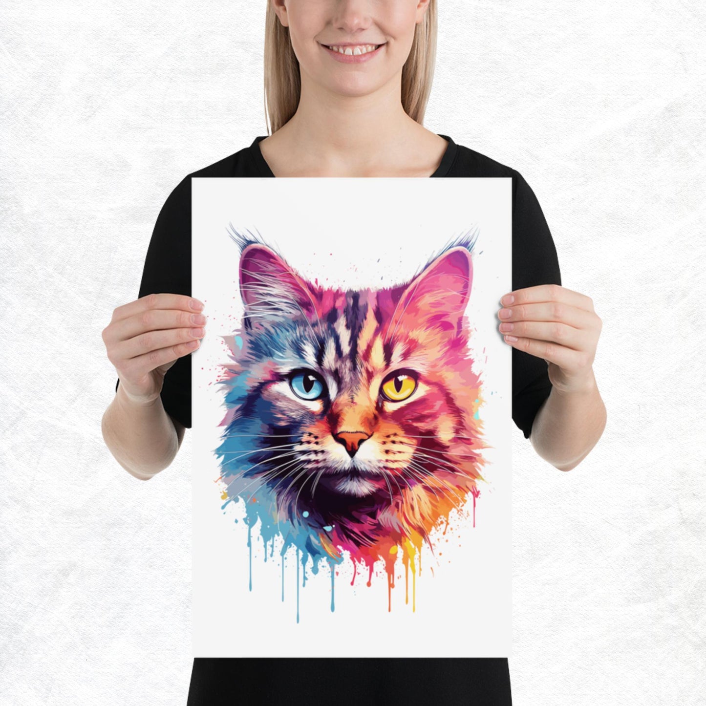 Rainbow Paint Cat Paper Poster