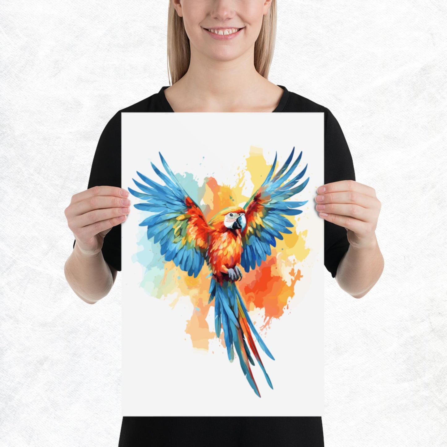 Rainbow Paint Parrot Paper Poster