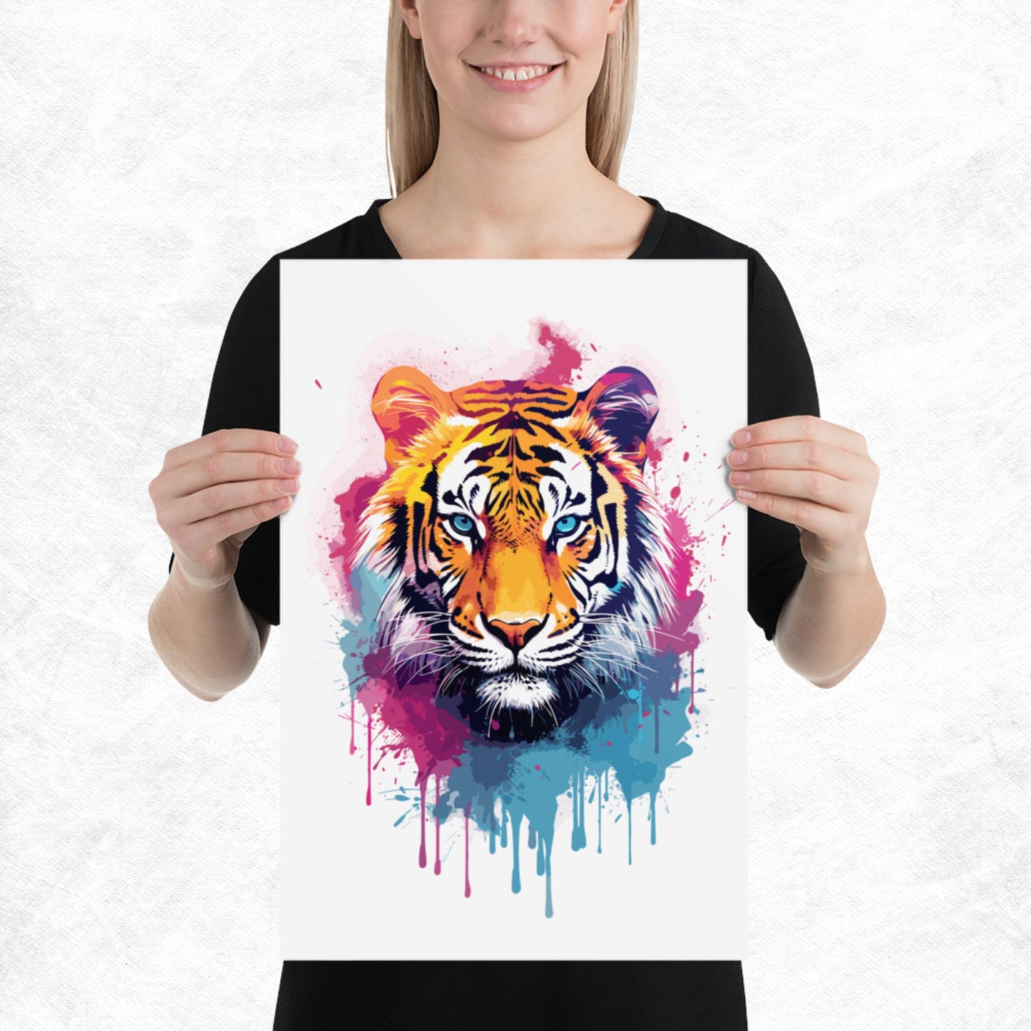 Rainbow Paint Tiger Paper Poster