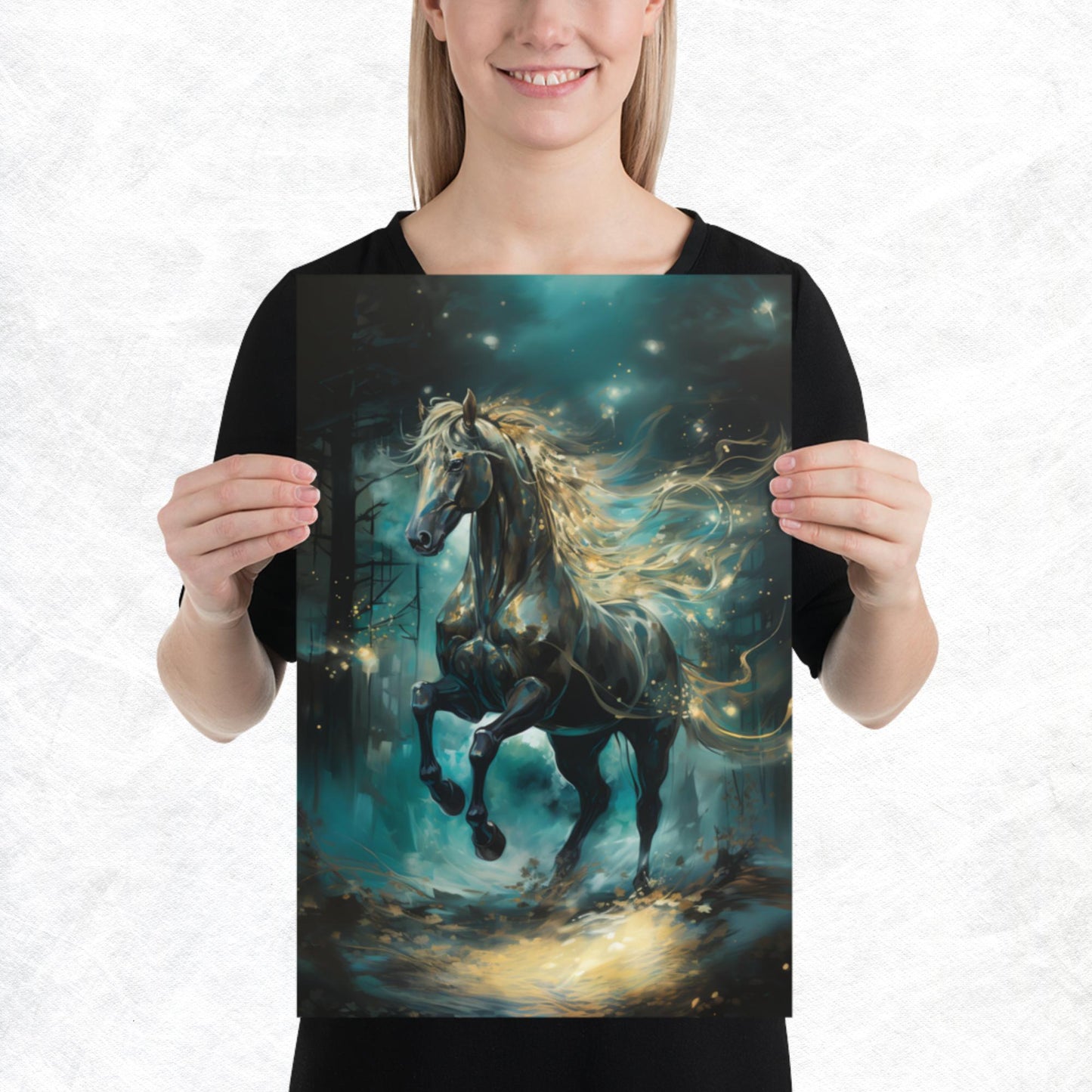 Dark Turquoise Horse Paper Poster