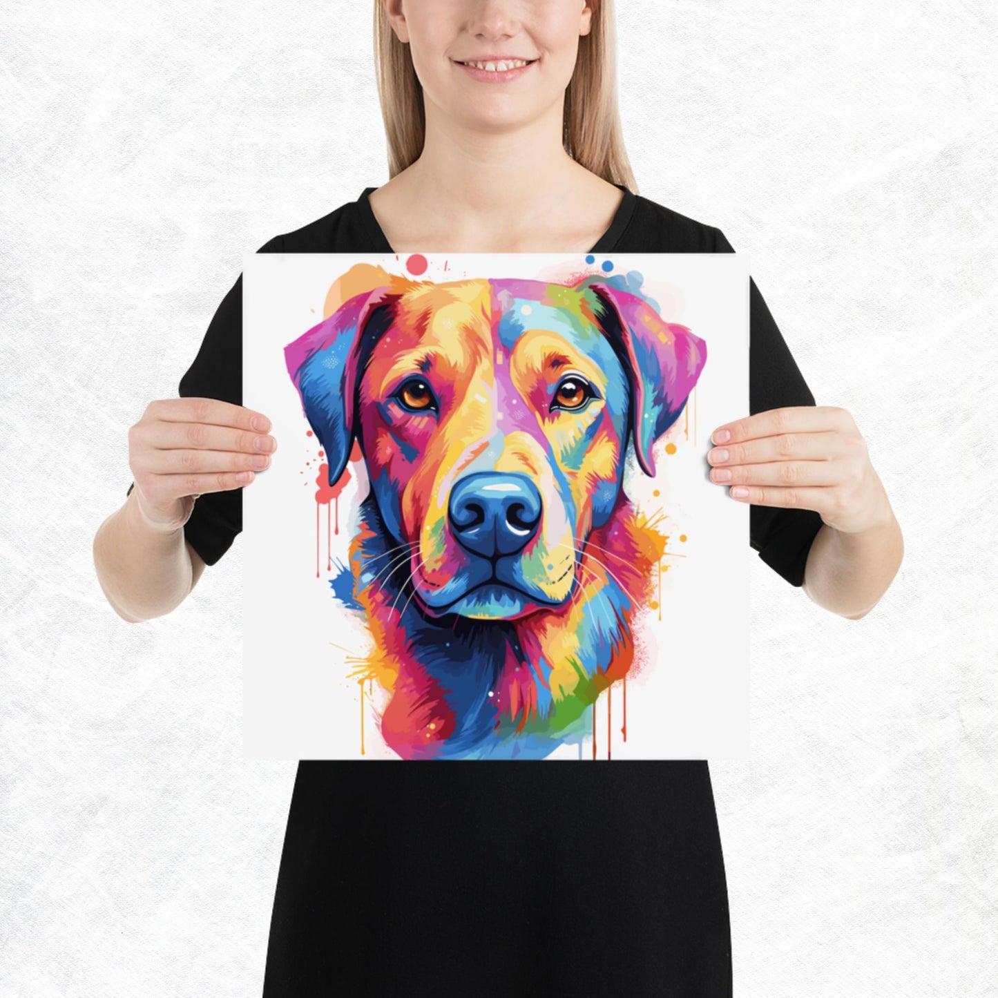 Rainbow Paint Dog Paper Poster