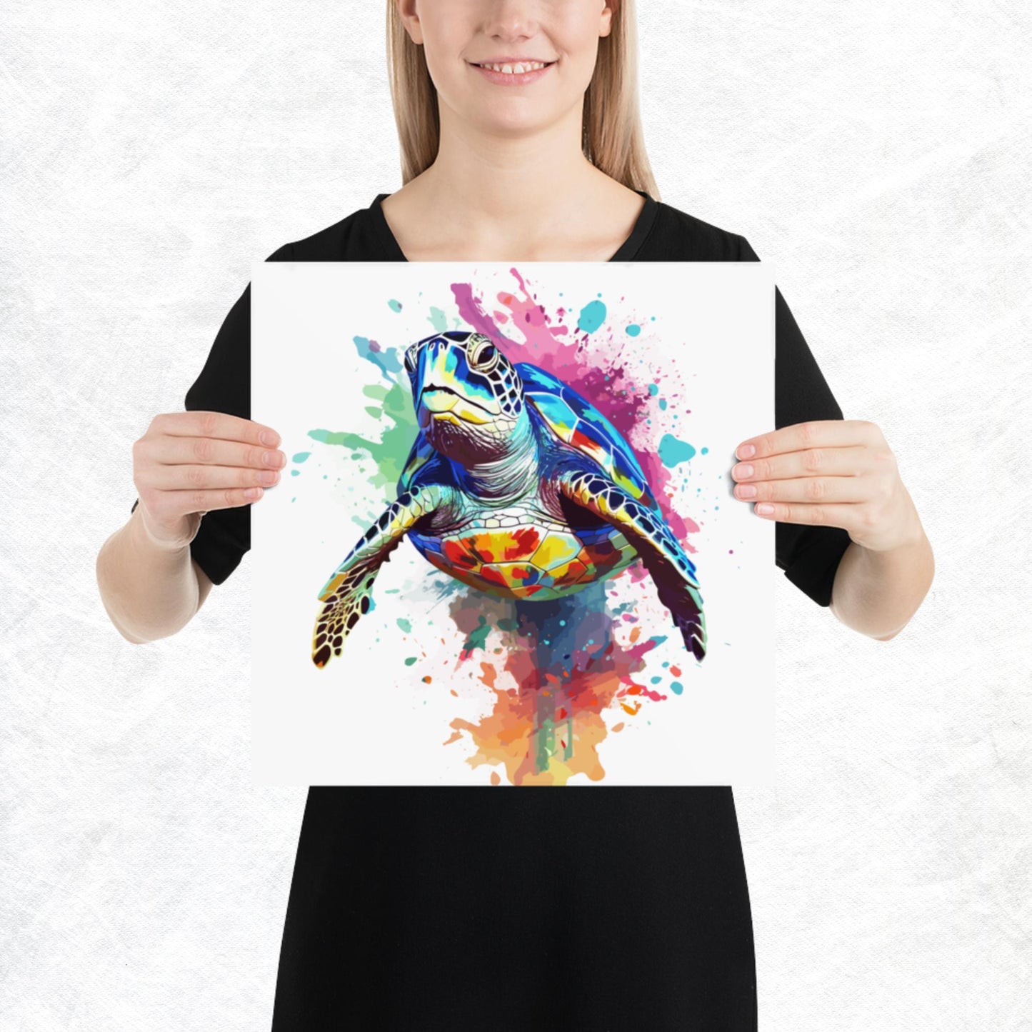 Rainbow Paint Turtle Paper Poster