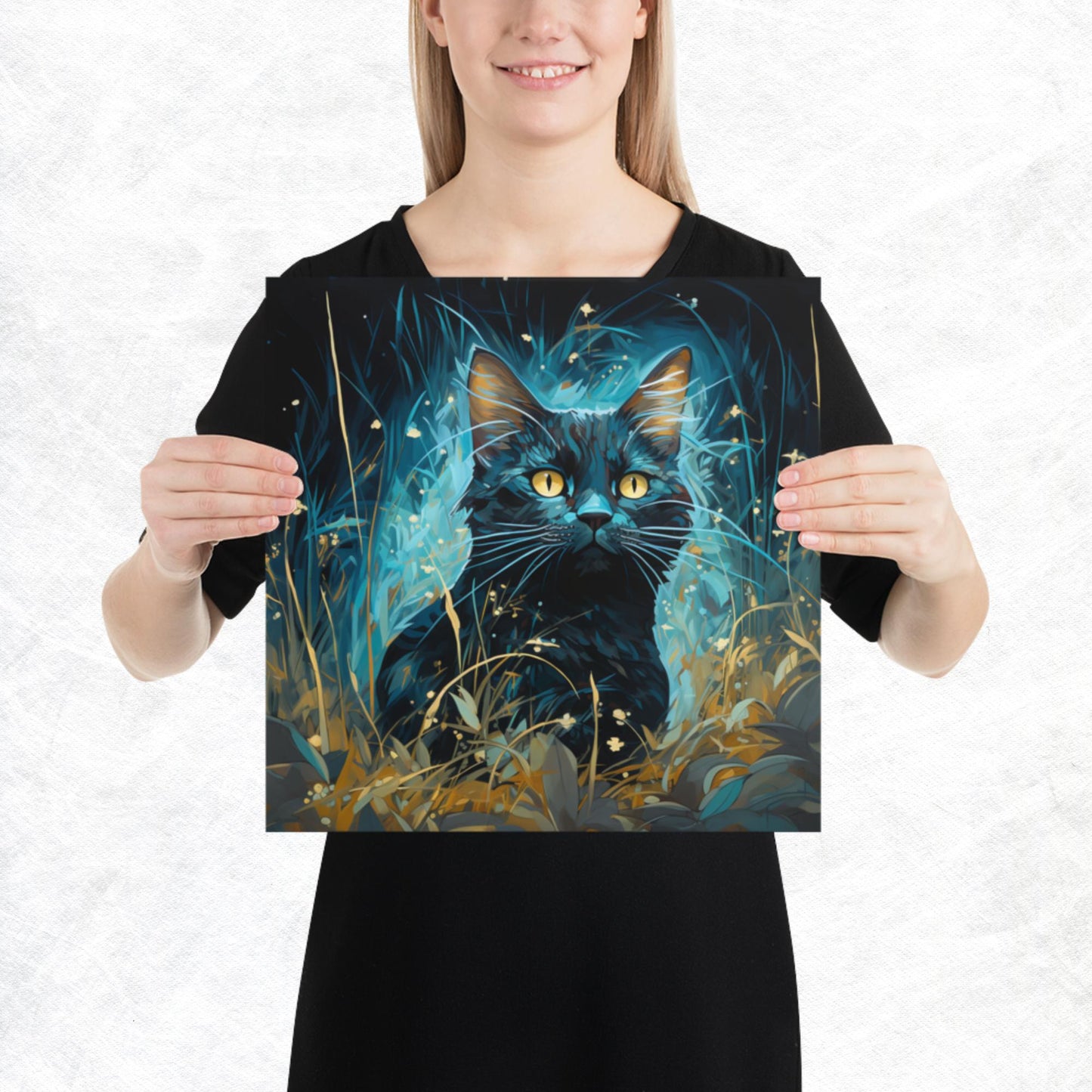 Dark Turquoise Cat Paper Poster