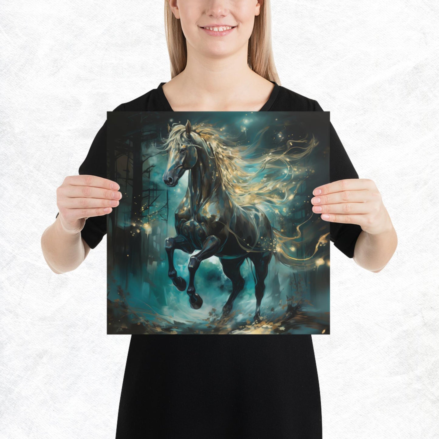 Dark Turquoise Horse Paper Poster