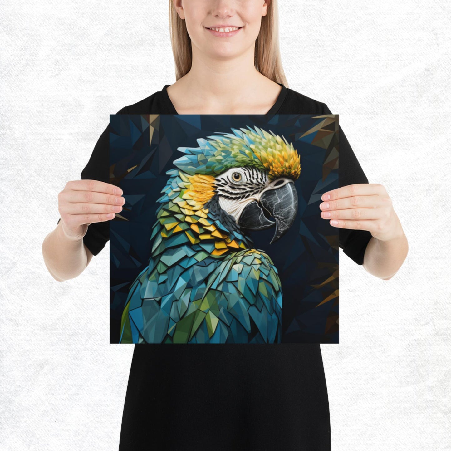 Blue Gold Parrot Paper Poster