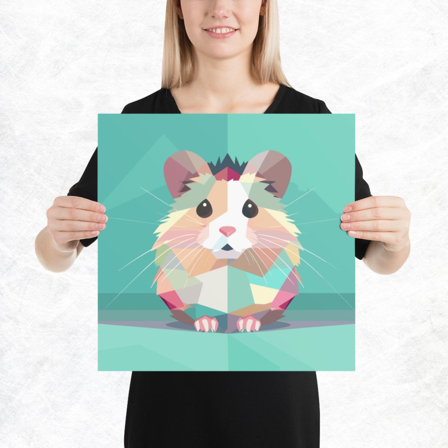 Green and Pink Hamster Paper Poster