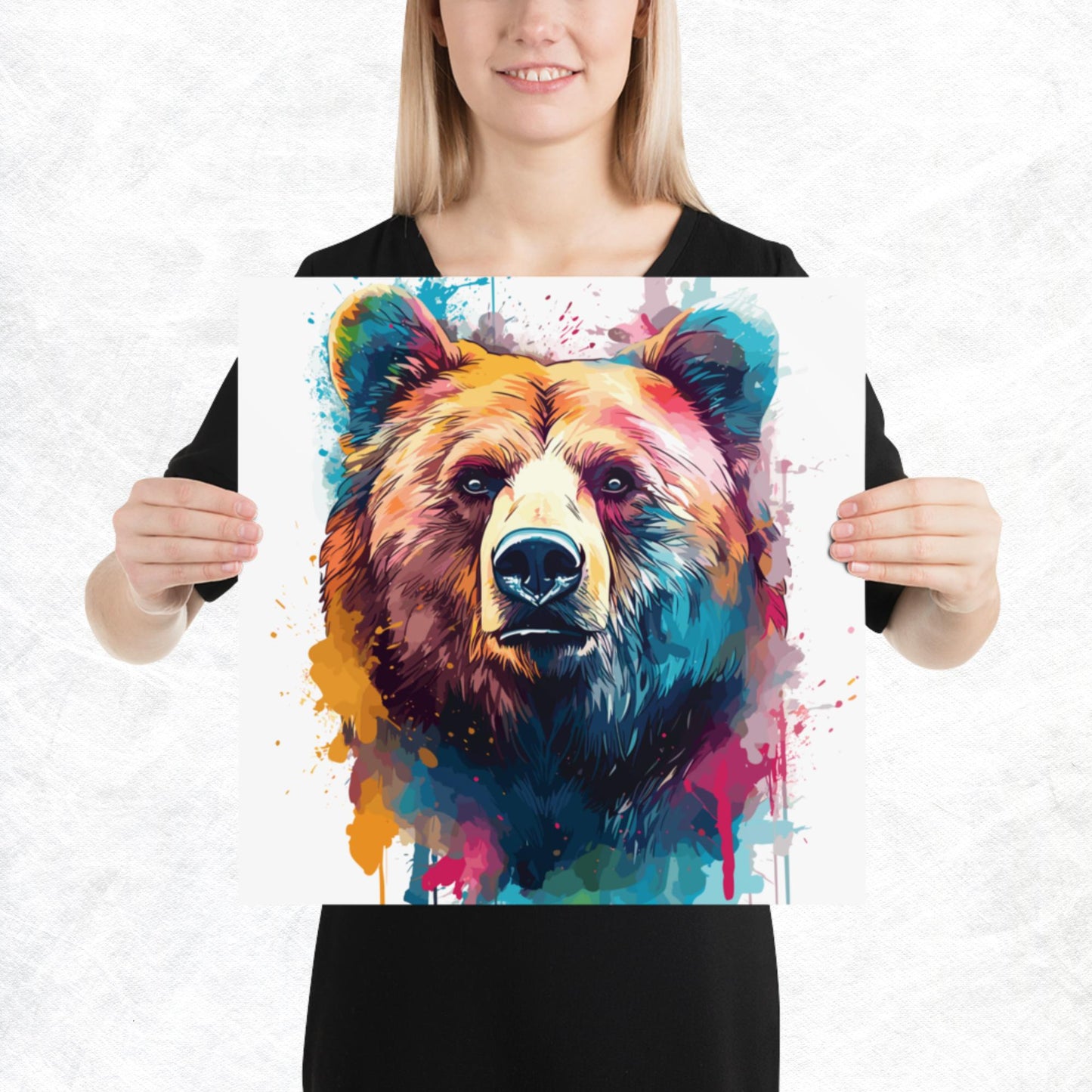 Rainbow Paint Bear Paper Poster