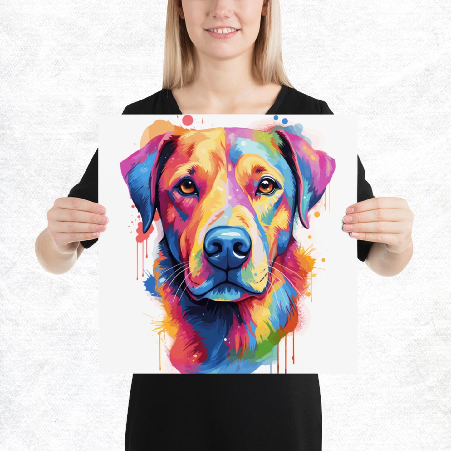 Rainbow Paint Dog Paper Poster