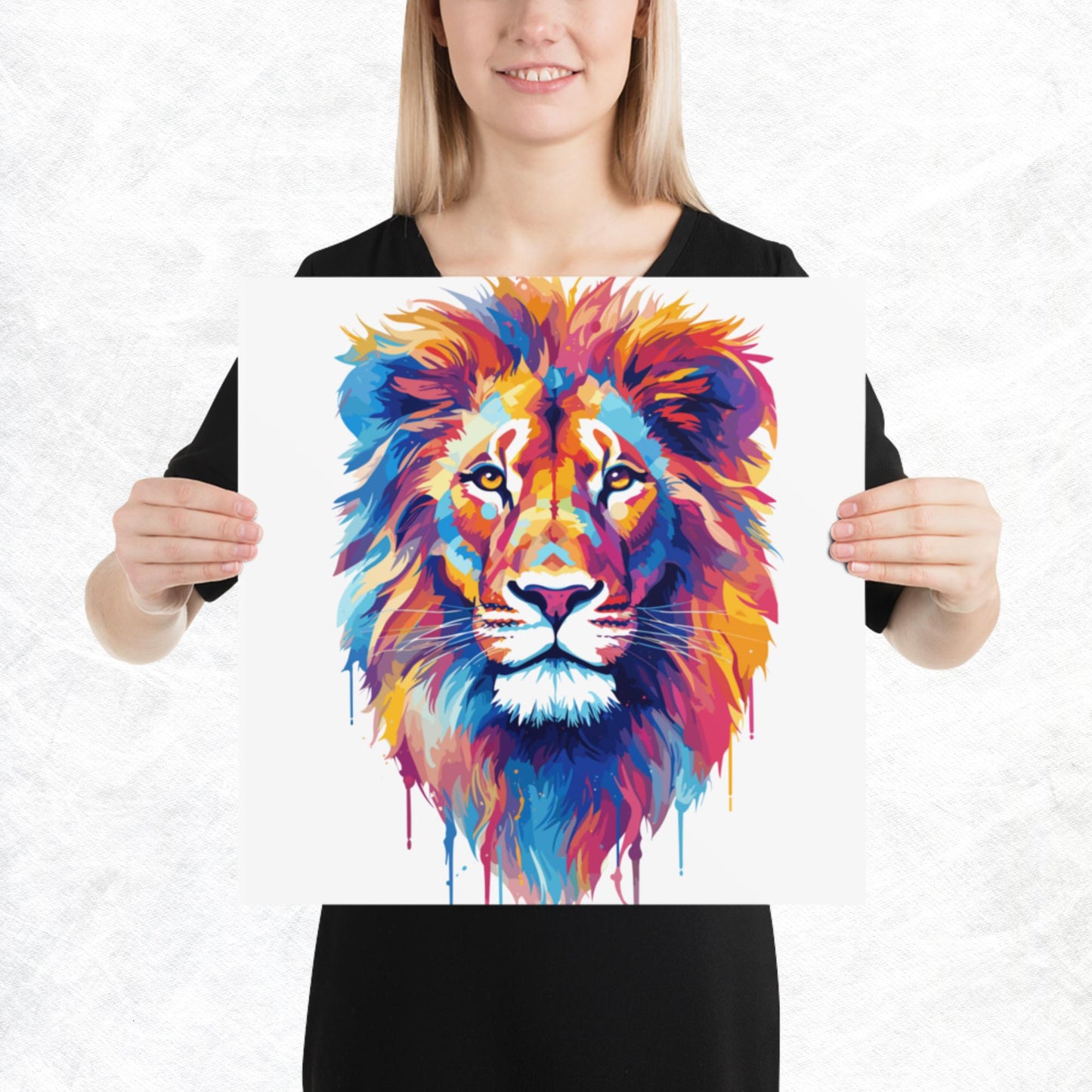 Rainbow Paint Lion Paper Poster