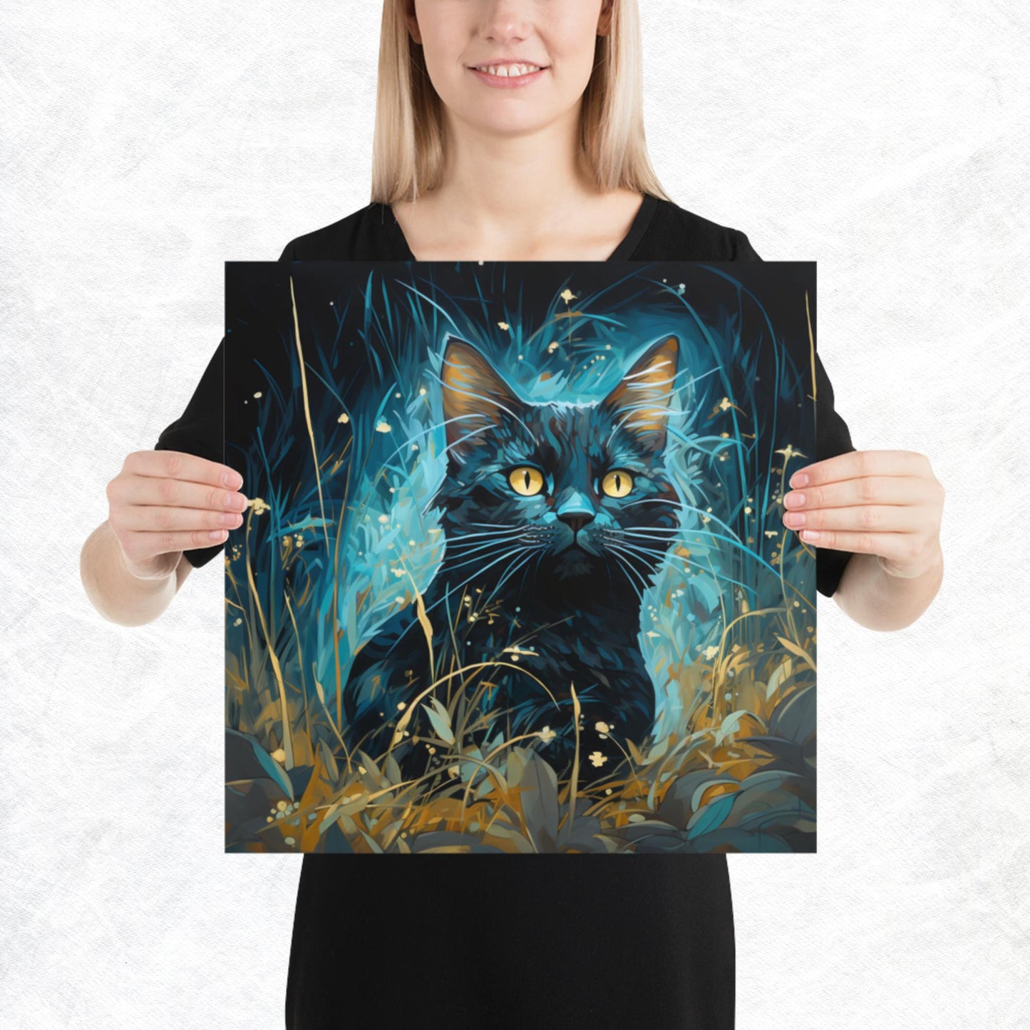 Dark Turquoise Cat Paper Poster