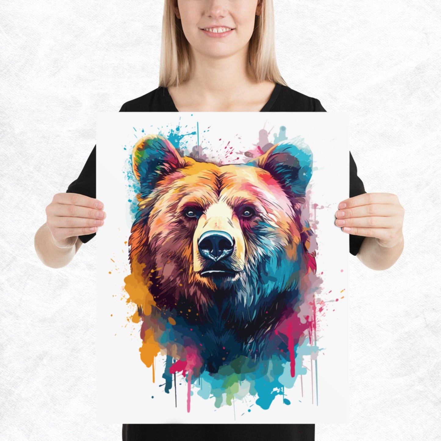 Rainbow Paint Bear Paper Poster