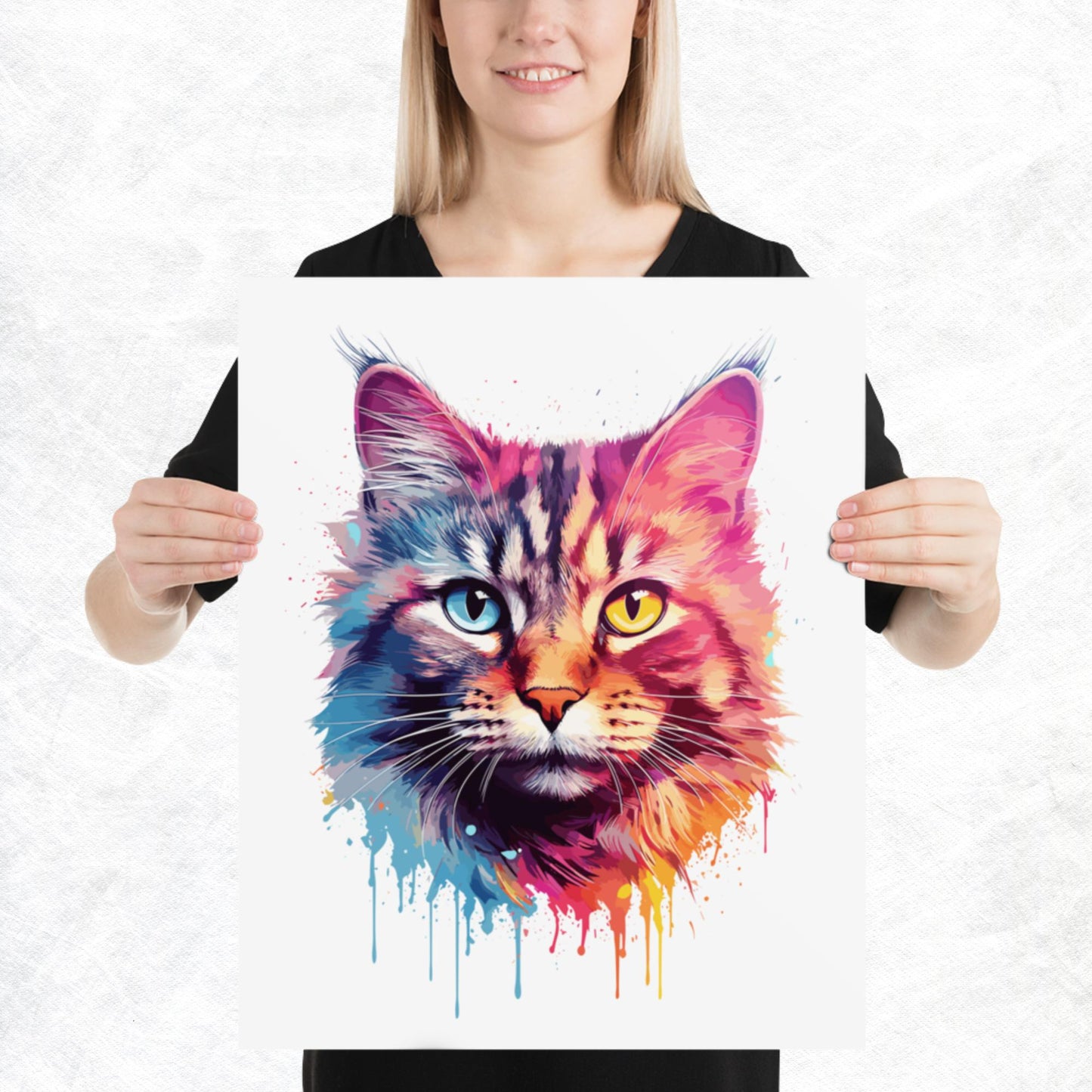 Rainbow Paint Cat Paper Poster