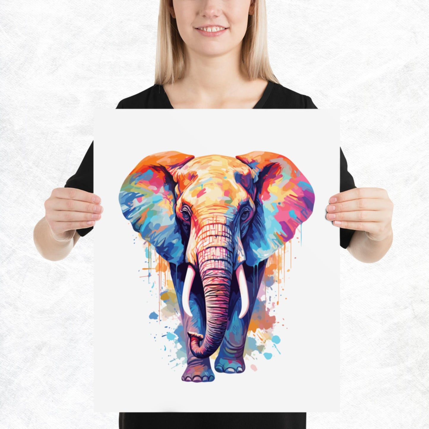 Rainbow Paint Elephant Paper Poster