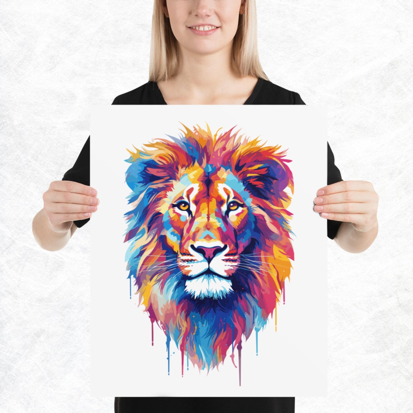 Rainbow Paint Lion Paper Poster