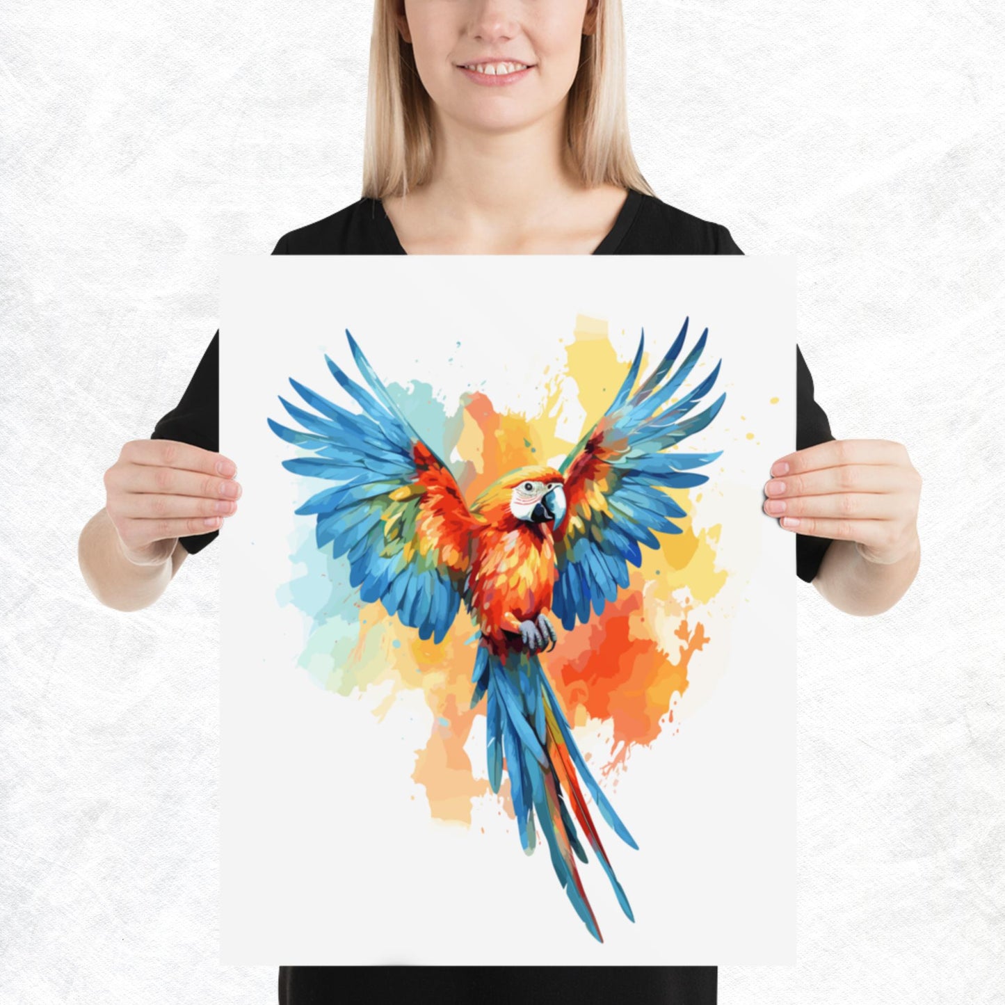 Rainbow Paint Parrot Paper Poster