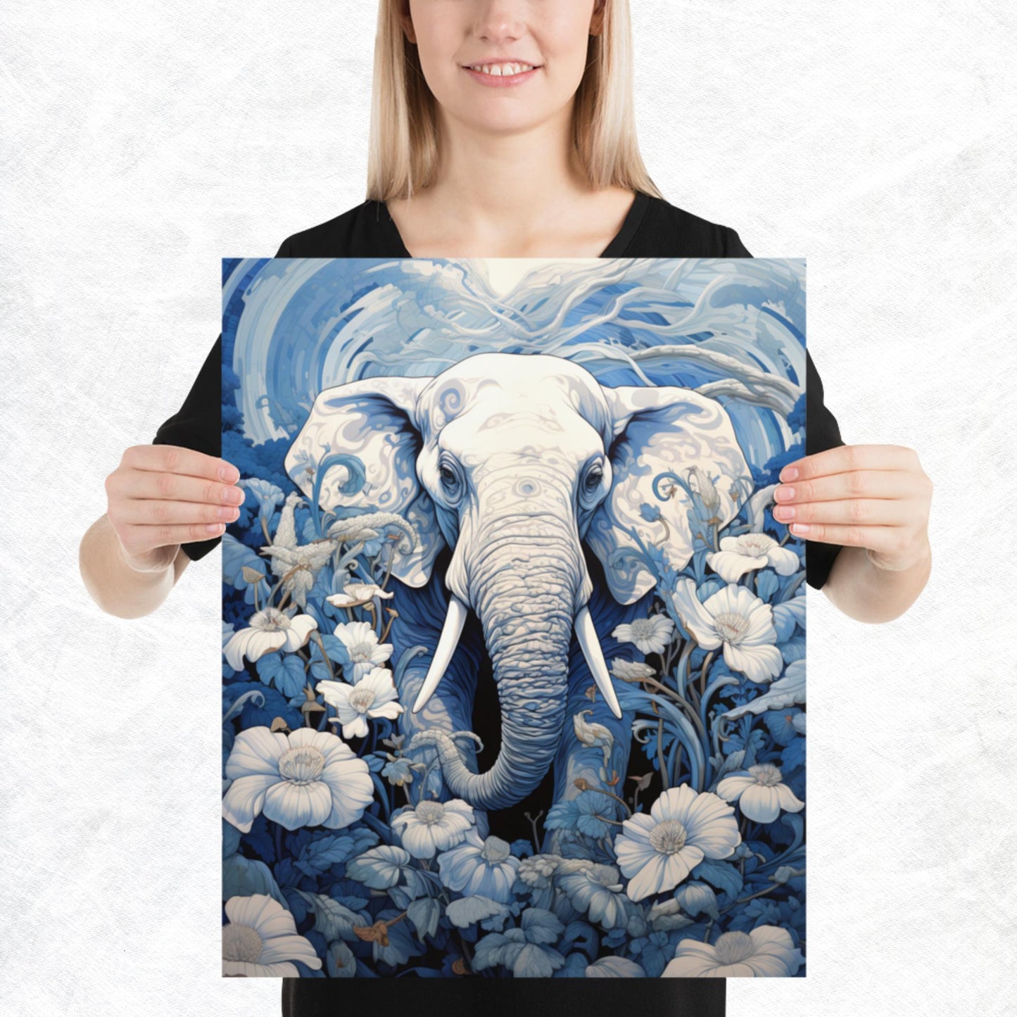 Ukiyo-e Elephant Paper Poster