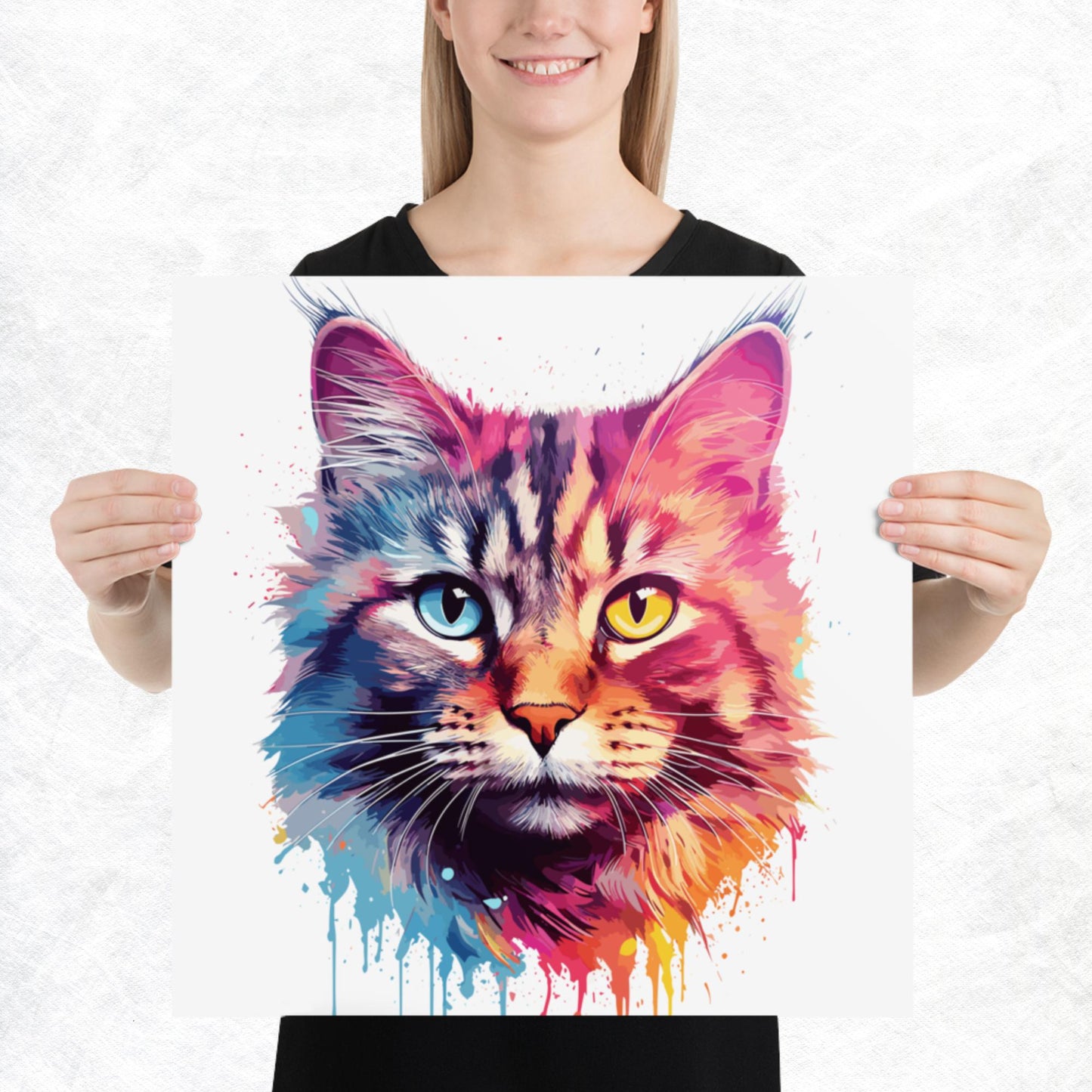 Rainbow Paint Cat Paper Poster