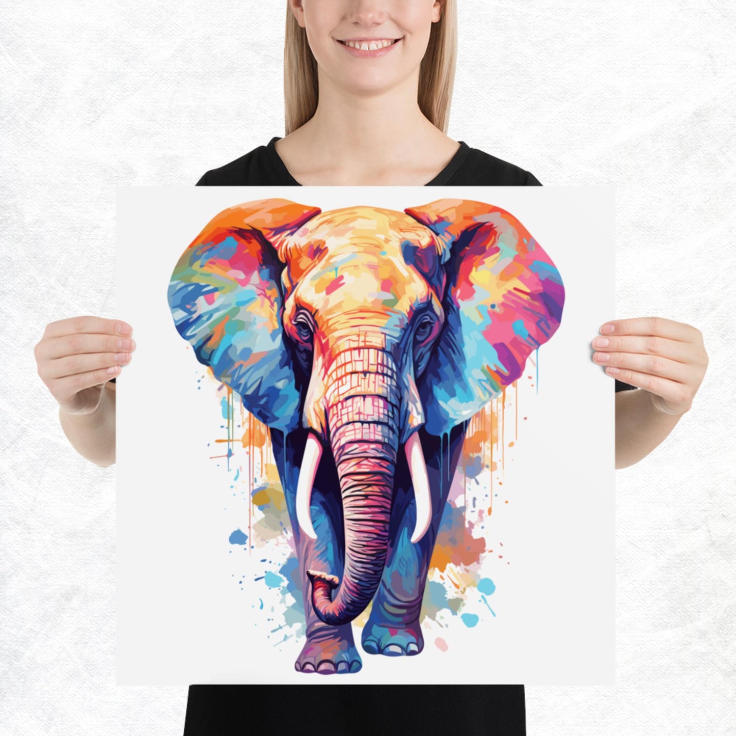 Rainbow Paint Elephant Paper Poster