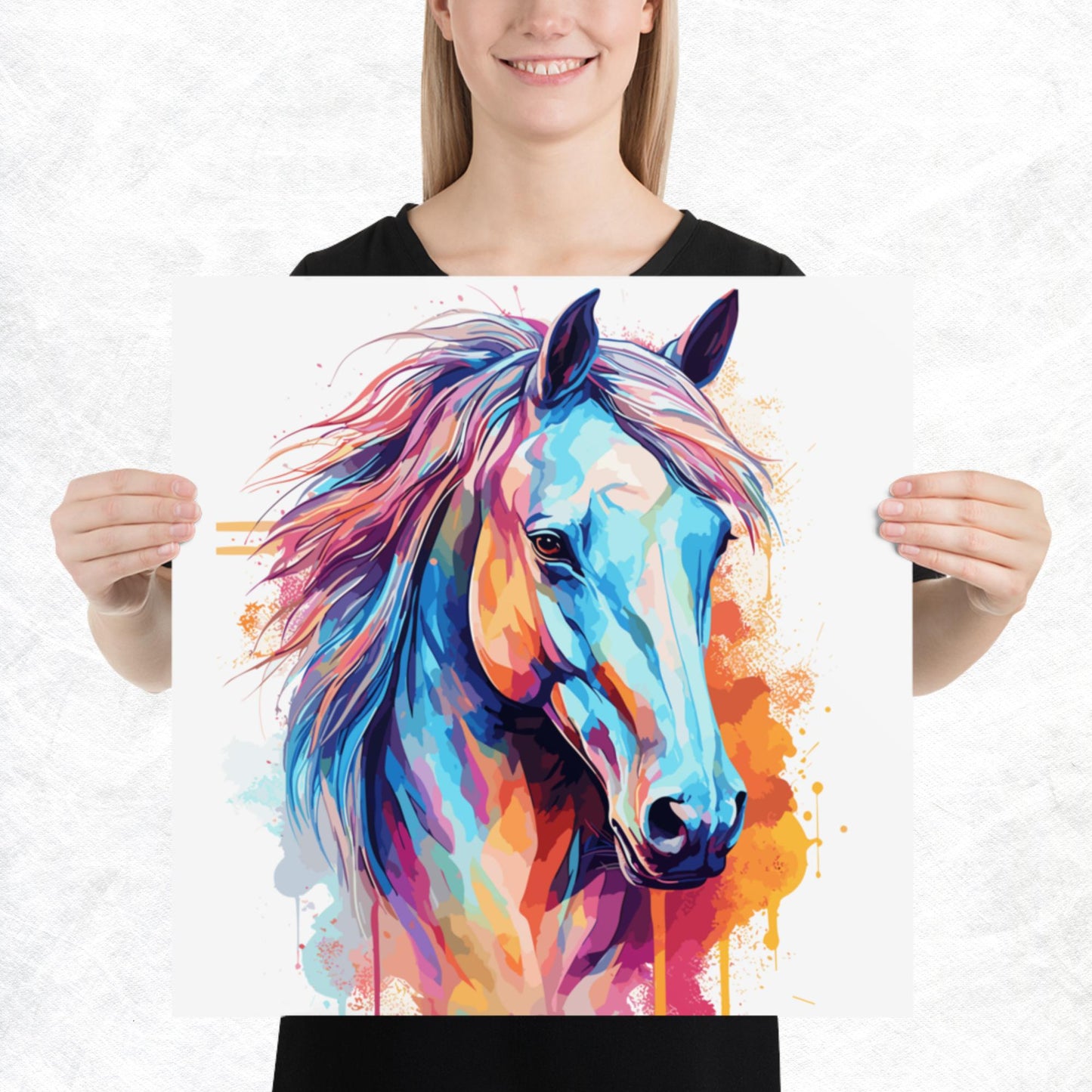 Rainbow Paint Horse Paper Poster