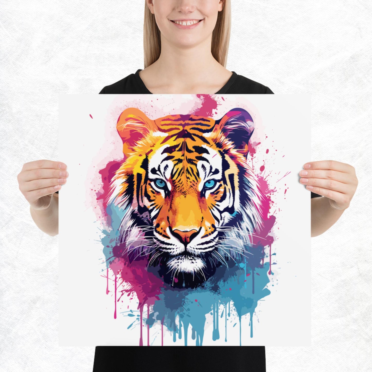 Rainbow Paint Tiger Paper Poster