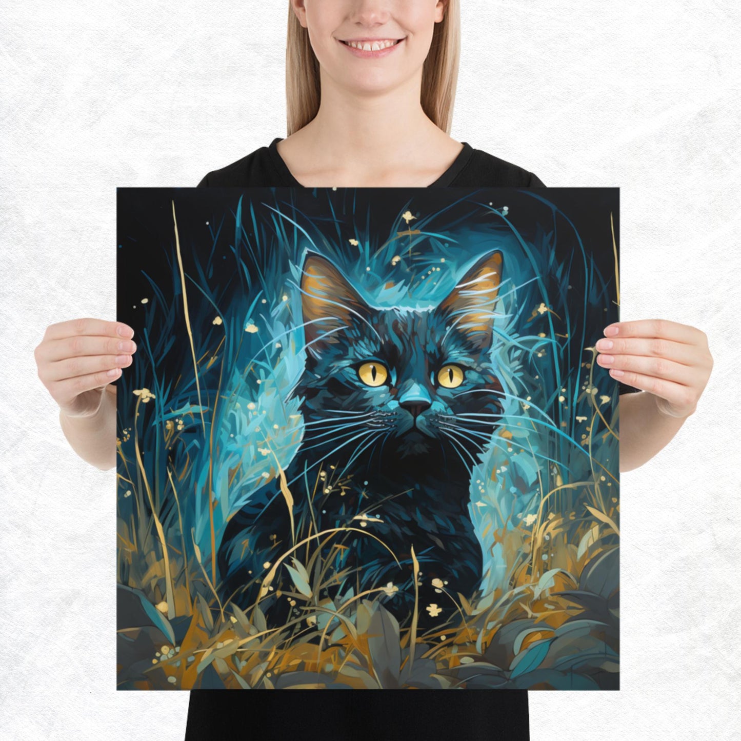 Dark Turquoise Cat Paper Poster