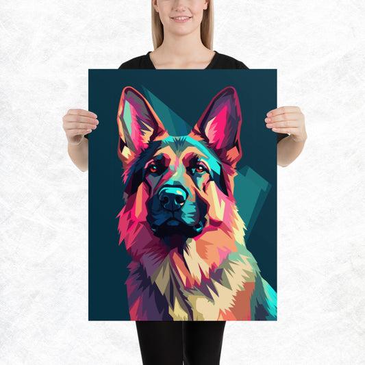 Green and Pink Dog Paper Poster