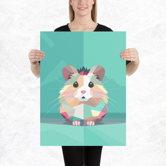 Green and Pink Hamster Paper Poster