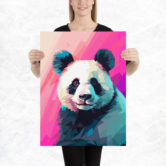 Green and Pink Panda Paper Poster