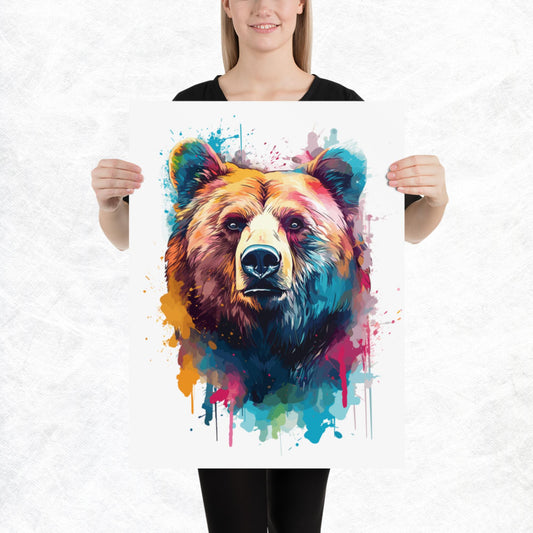 Rainbow Paint Bear Paper Poster