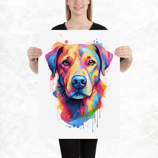 Rainbow Paint Dog Paper Poster