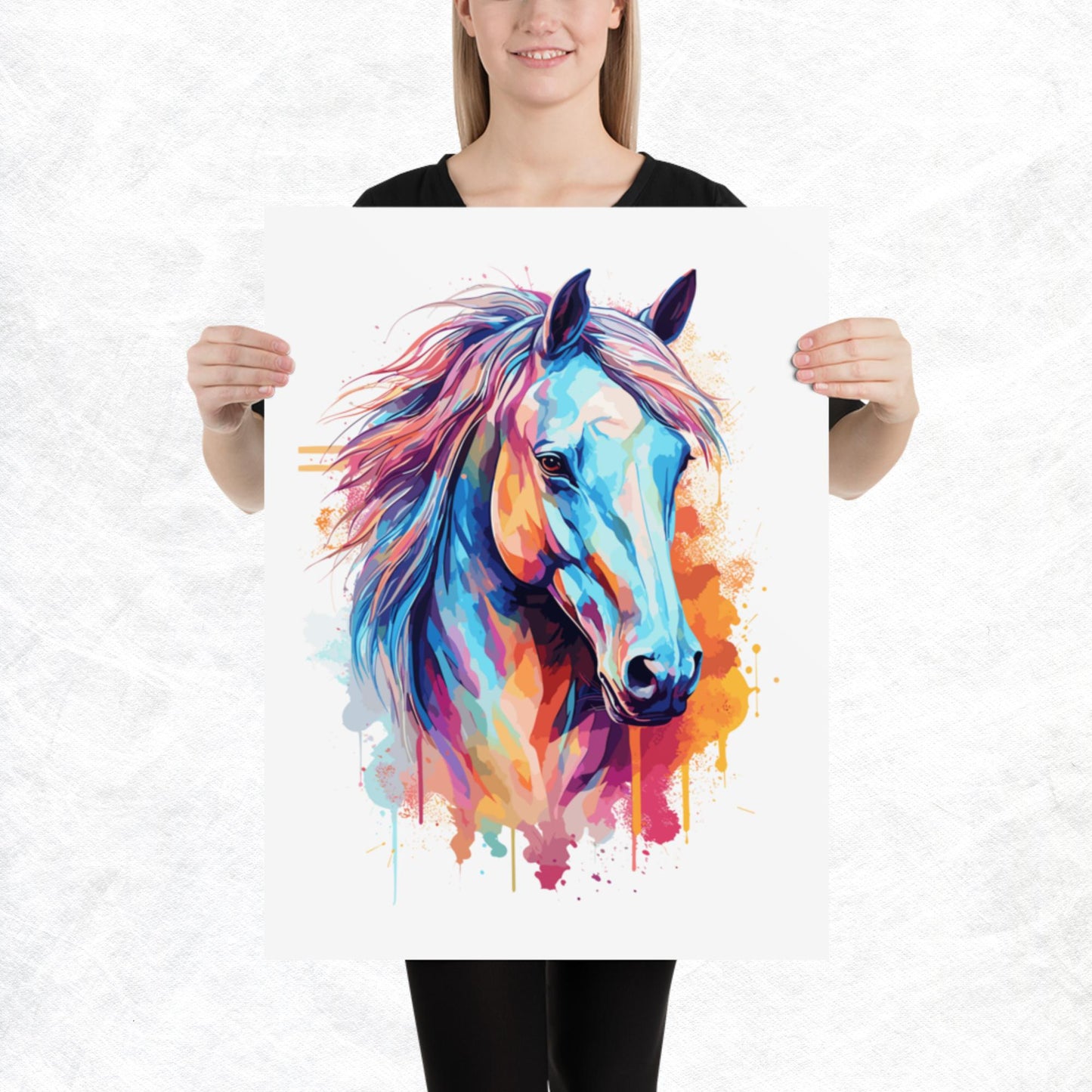 Rainbow Paint Horse Paper Poster