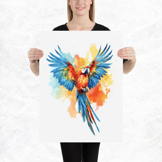 Rainbow Paint Parrot Paper Poster