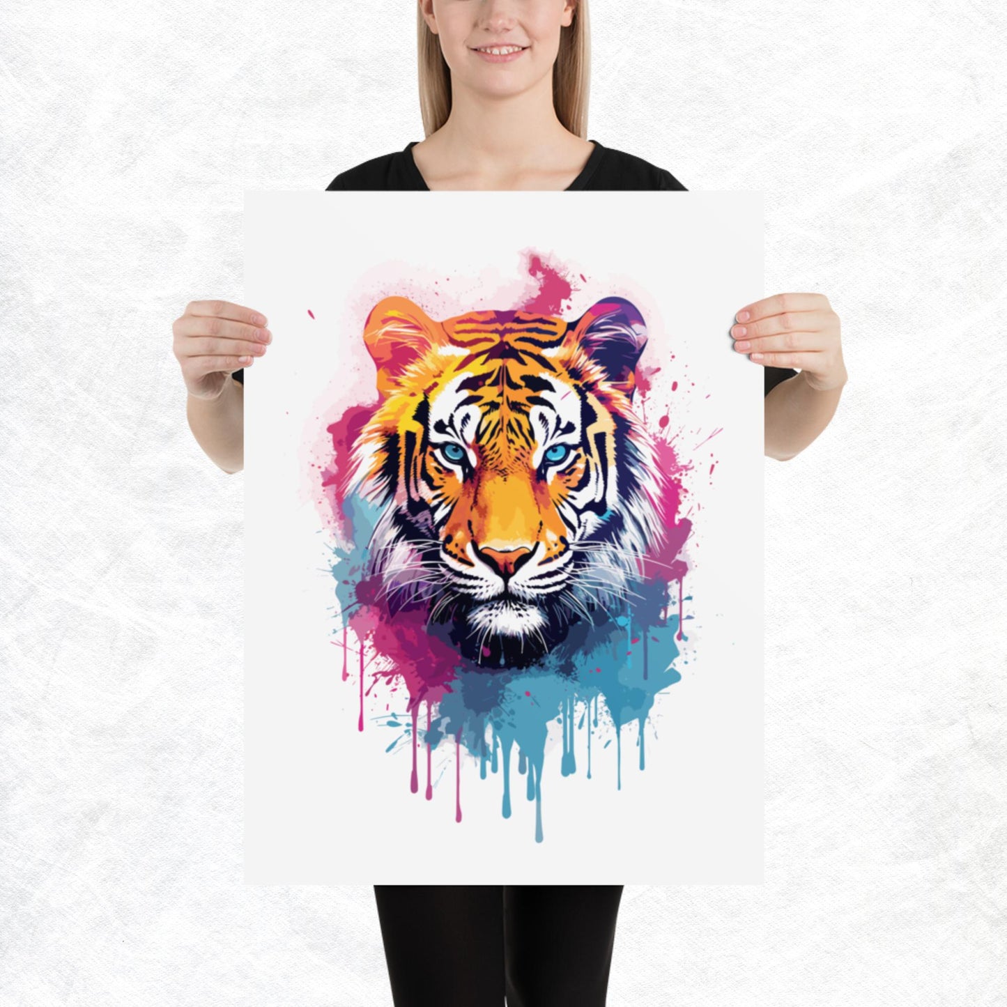 Rainbow Paint Tiger Paper Poster