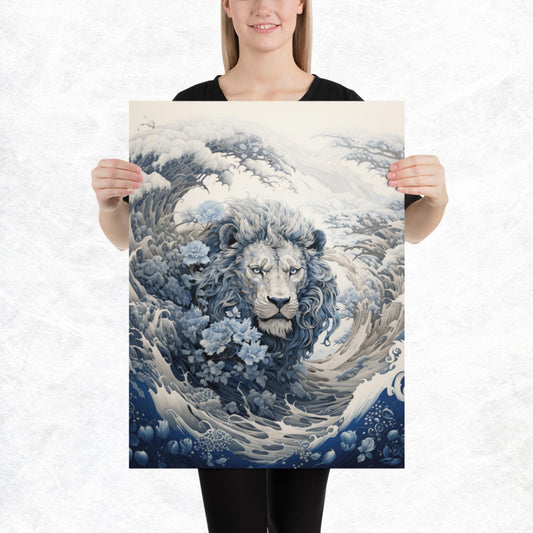 Ukiyo-e Lion Paper Poster