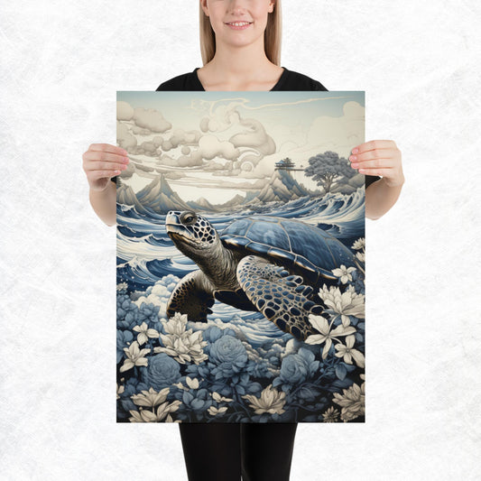 Ukiyo-e Turtle Paper Poster