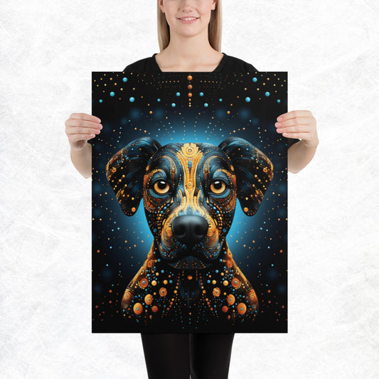 Dot Art Dog Paper Poster