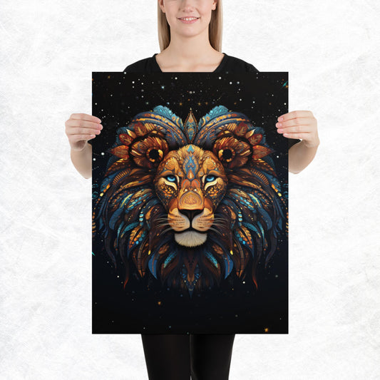 Dot Art Lion Paper Poster