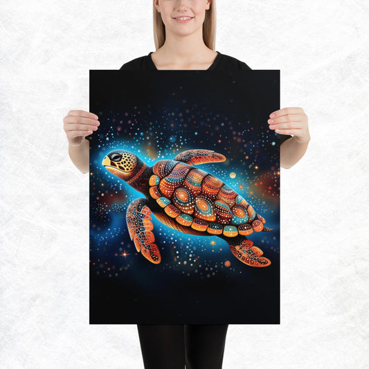 Dot Art Turtle Paper Poster