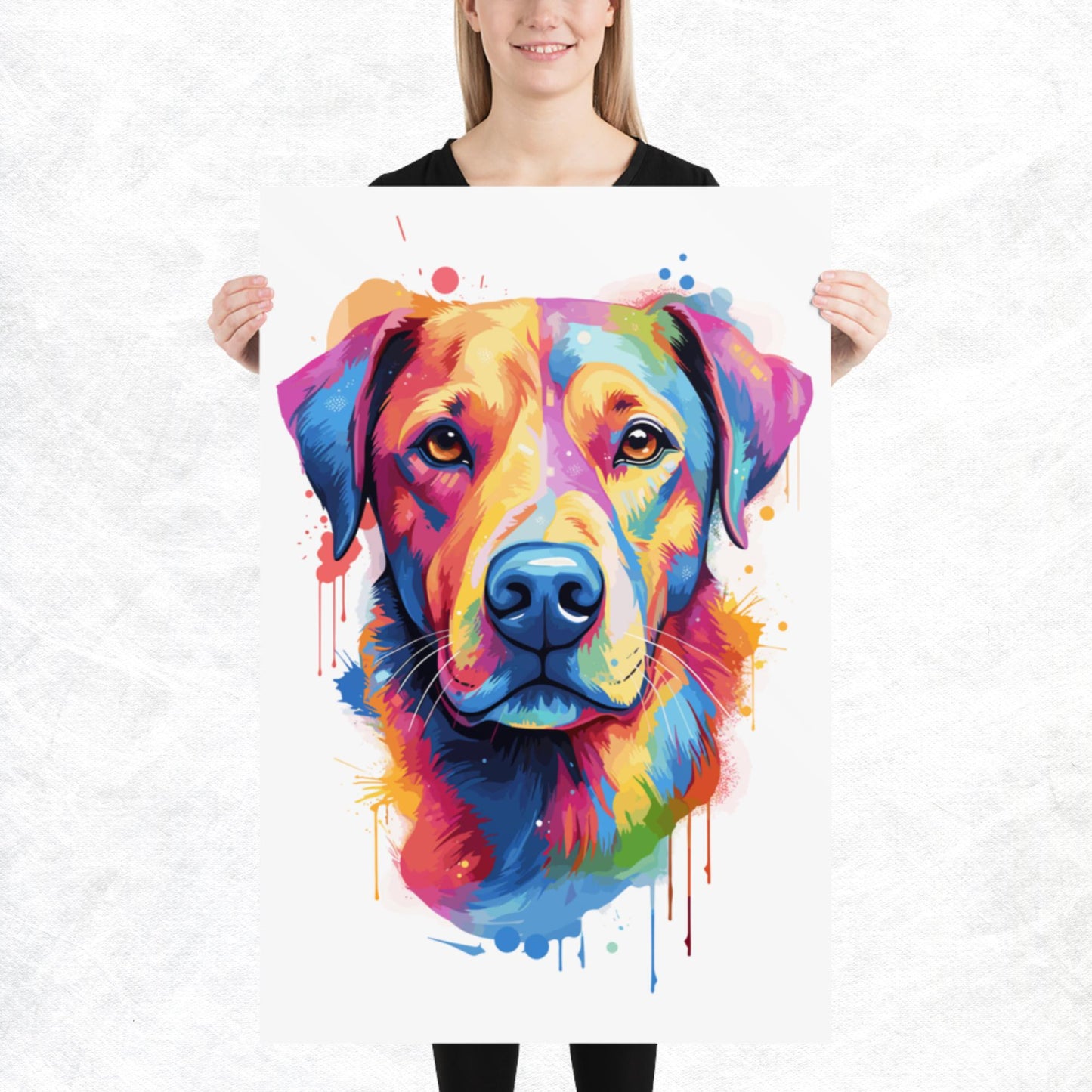 Rainbow Paint Dog Paper Poster