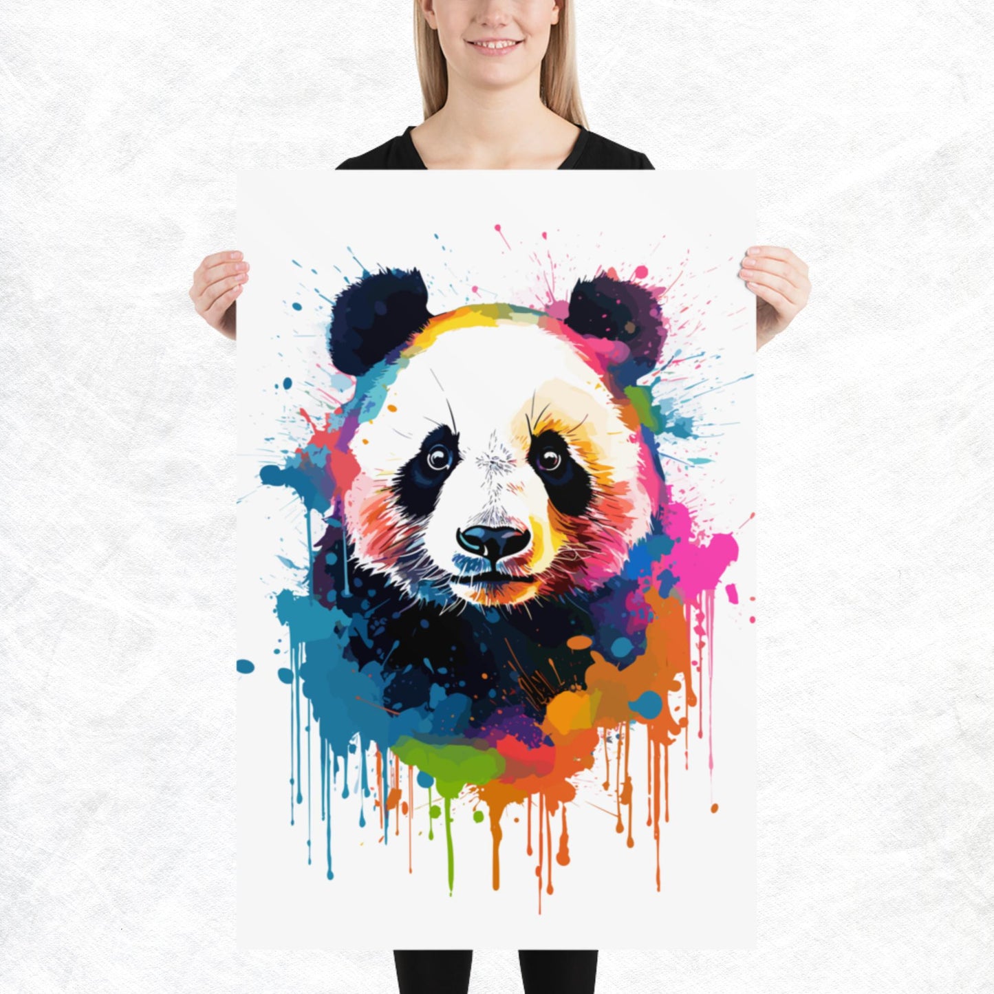 Rainbow Paint Panda Paper Poster