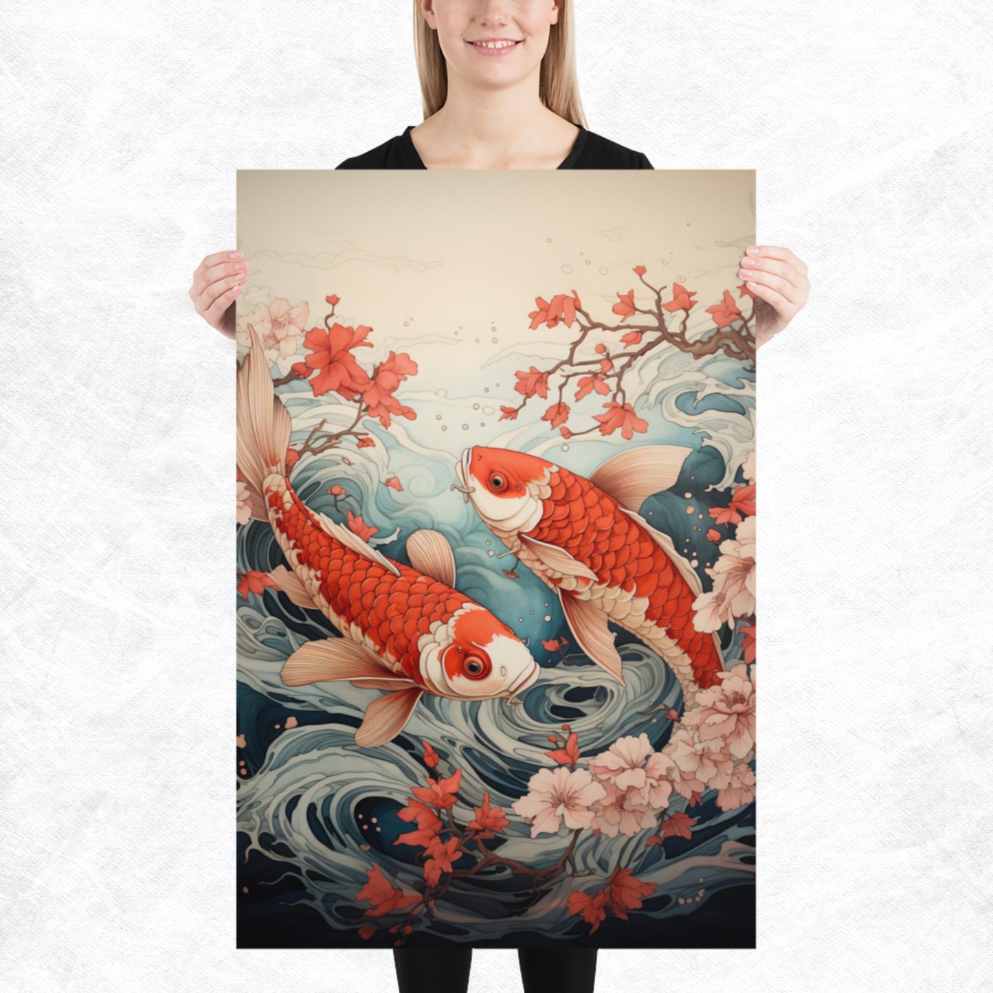 Ukiyo-e Koi Fish Paper Poster