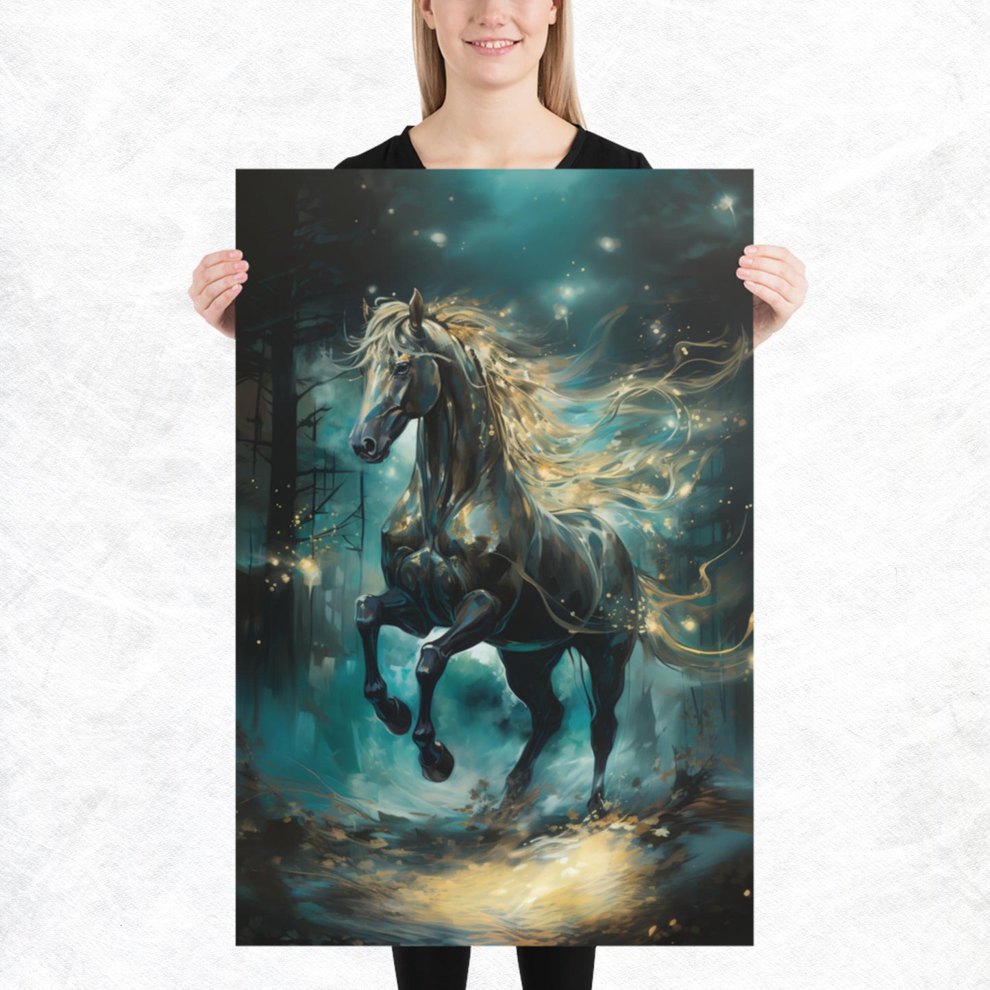 Dark Turquoise Horse Paper Poster