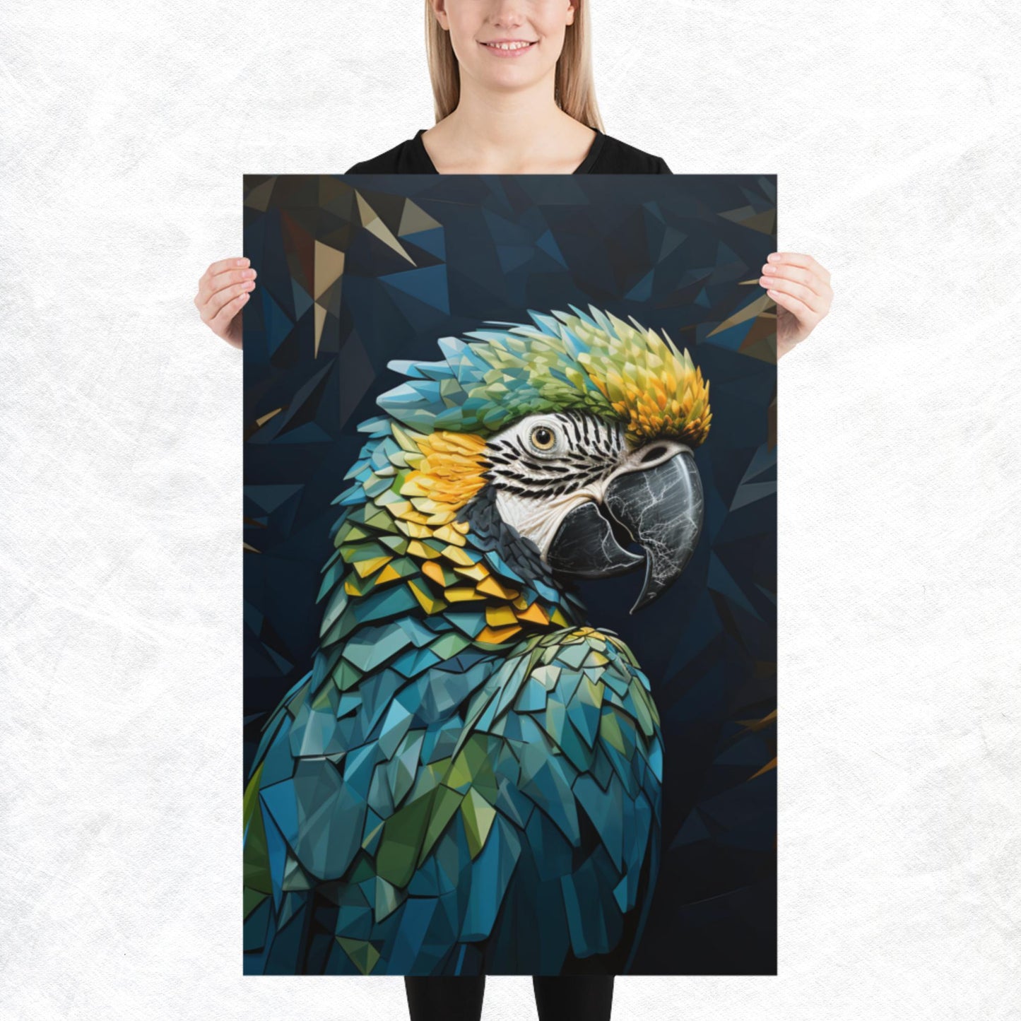 Blue Gold Parrot Paper Poster