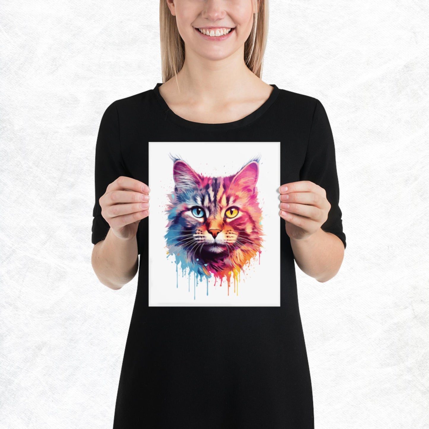 Rainbow Paint Cat Paper Poster