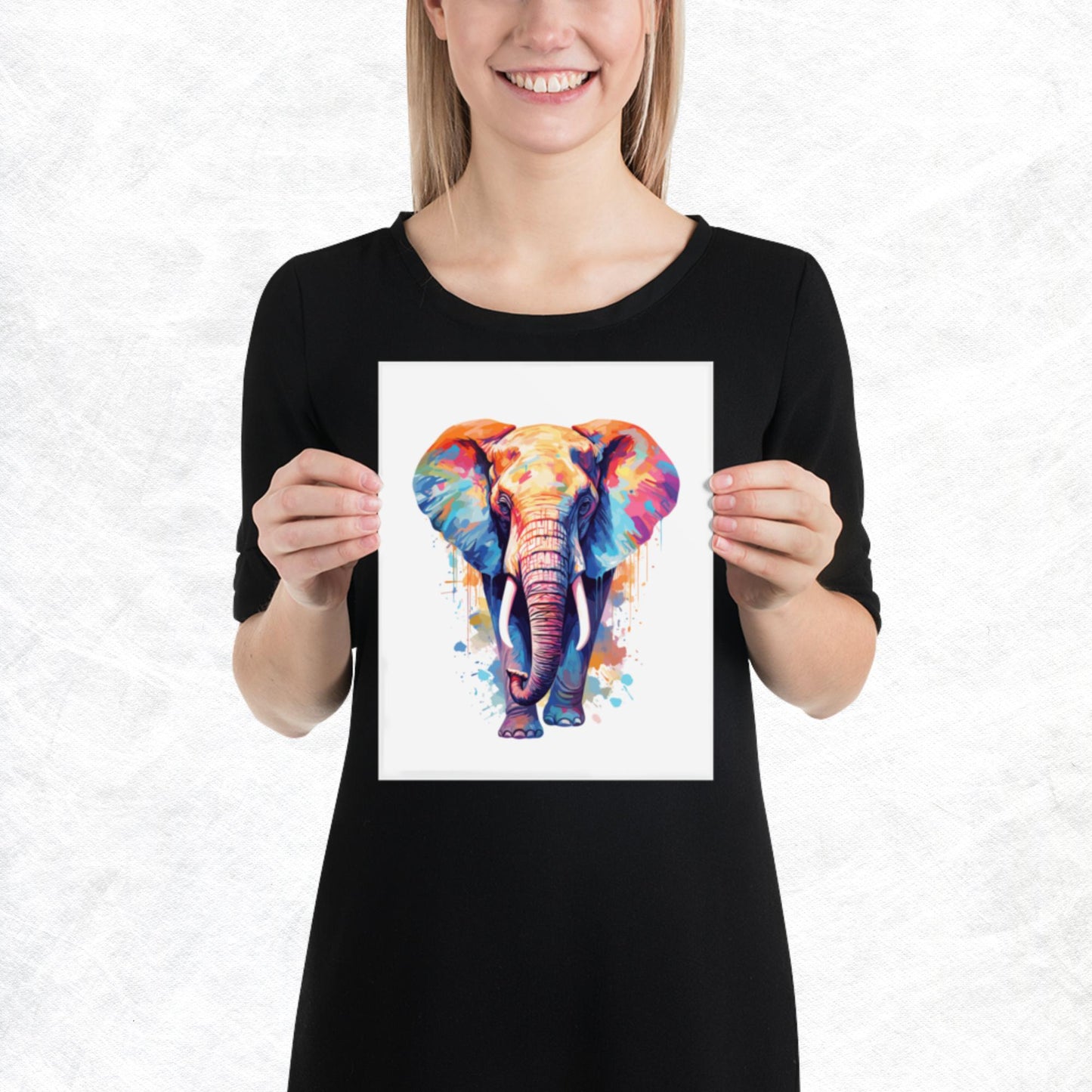 Rainbow Paint Elephant Paper Poster