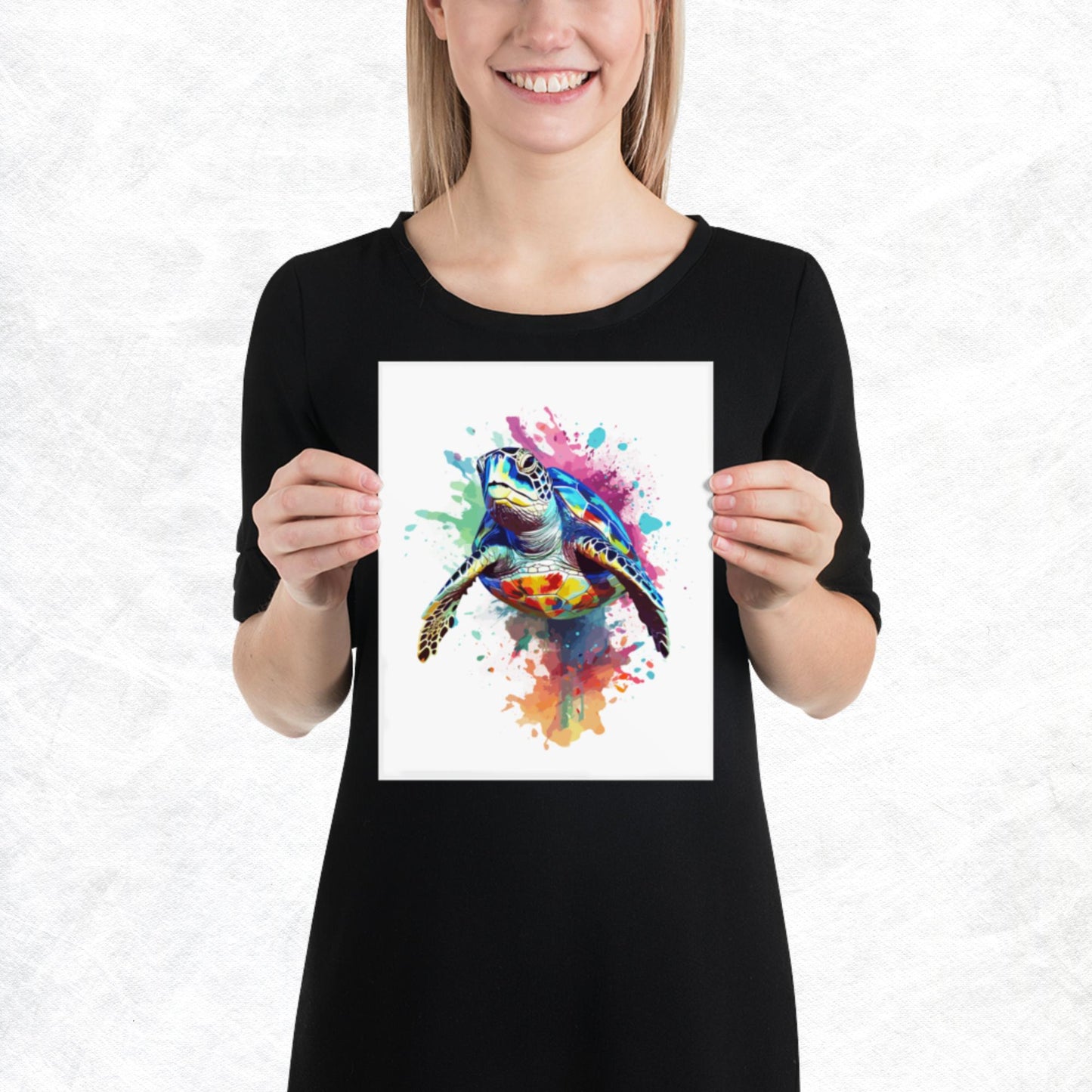 Rainbow Paint Turtle Paper Poster