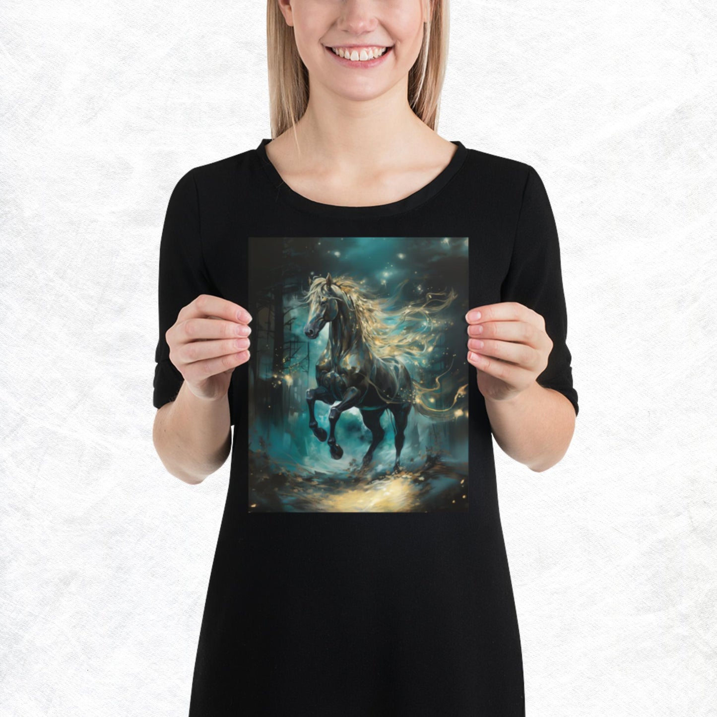 Dark Turquoise Horse Paper Poster